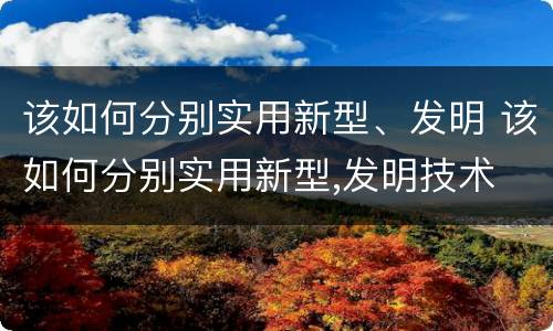 该如何分别实用新型、发明 该如何分别实用新型,发明技术