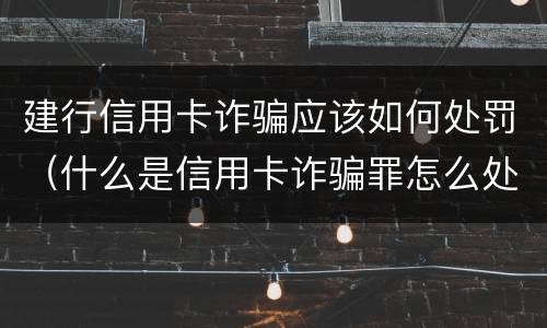 建行信用卡诈骗应该如何处罚（什么是信用卡诈骗罪怎么处罚）