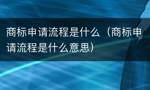 商标申请流程是什么（商标申请流程是什么意思）