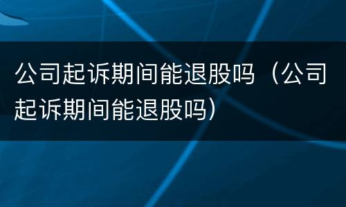 公司起诉期间能退股吗（公司起诉期间能退股吗）