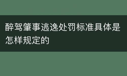 醉驾肇事逃逸处罚标准具体是怎样规定的