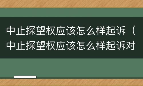 中止探望权应该怎么样起诉（中止探望权应该怎么样起诉对方）