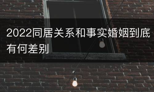 2022同居关系和事实婚姻到底有何差别