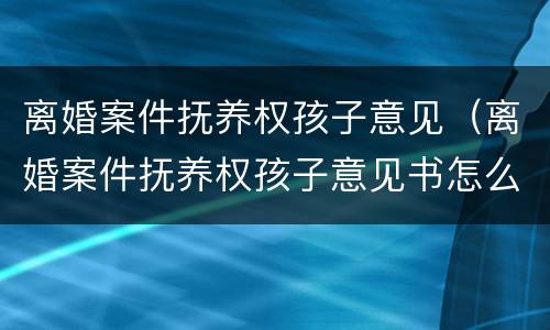 离婚案件抚养权孩子意见（离婚案件抚养权孩子意见书怎么写）