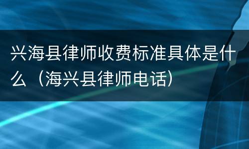 兴海县律师收费标准具体是什么（海兴县律师电话）