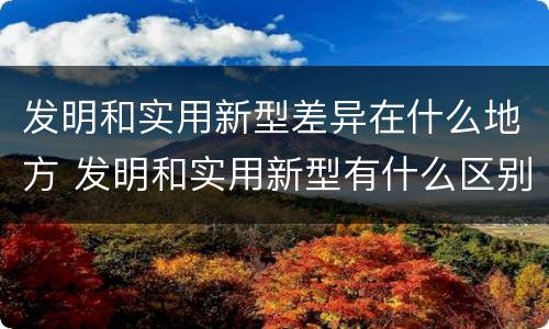 发明和实用新型差异在什么地方 发明和实用新型有什么区别