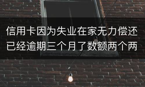 信用卡因为失业在家无力偿还已经逾期三个月了数额两个两千一个六千一个九千后果会怎样