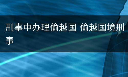 刑事中办理偷越国 偷越国境刑事