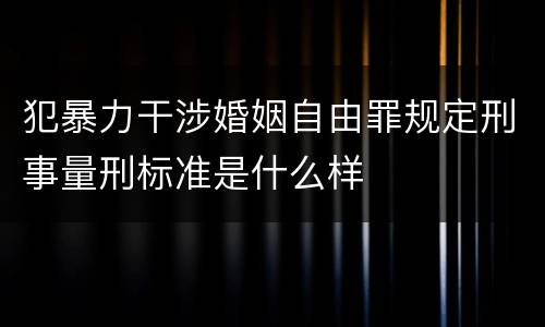 犯暴力干涉婚姻自由罪规定刑事量刑标准是什么样