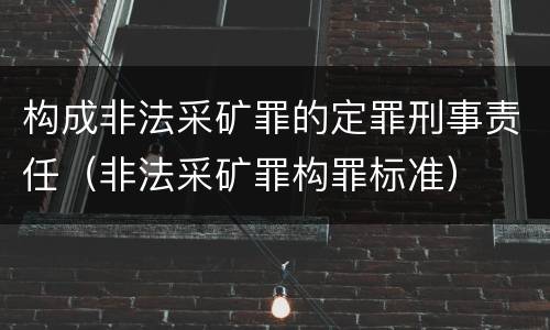 构成非法采矿罪的定罪刑事责任（非法采矿罪构罪标准）