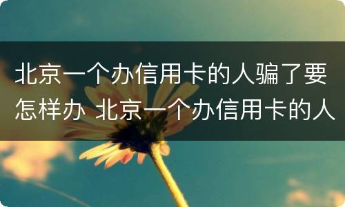 北京一个办信用卡的人骗了要怎样办 北京一个办信用卡的人骗了要怎样办呢