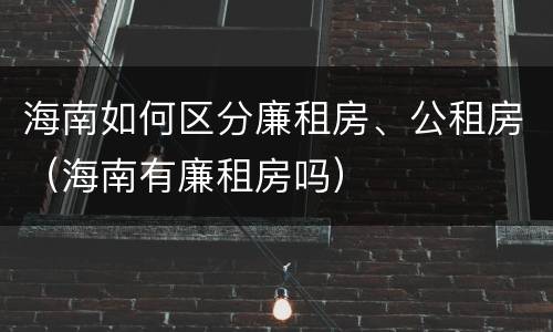 海南如何区分廉租房、公租房（海南有廉租房吗）