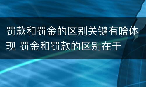 罚款和罚金的区别关键有啥体现 罚金和罚款的区别在于