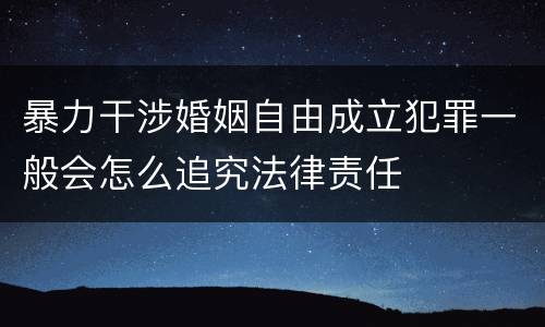 暴力干涉婚姻自由成立犯罪一般会怎么追究法律责任