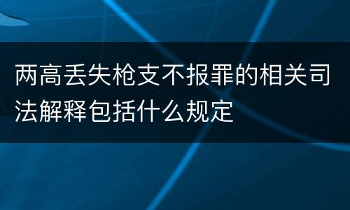 两高丢失枪支不报罪的相关司法解释包括什么规定