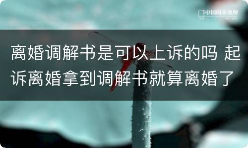 离婚调解书是可以上诉的吗 起诉离婚拿到调解书就算离婚了吗