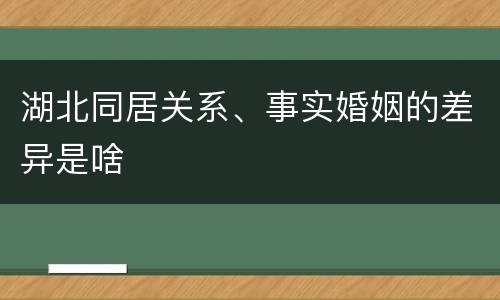 湖北同居关系、事实婚姻的差异是啥