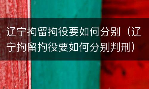 辽宁拘留拘役要如何分别（辽宁拘留拘役要如何分别判刑）