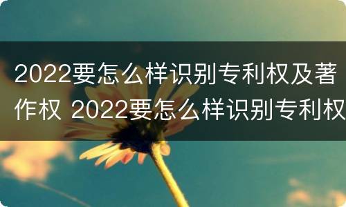 2022要怎么样识别专利权及著作权 2022要怎么样识别专利权及著作权证书