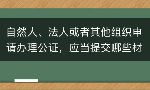 自然人、法人或者其他组织申请办理公证，应当提交哪些材料