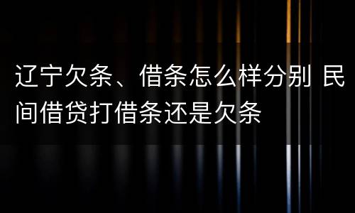 辽宁欠条、借条怎么样分别 民间借贷打借条还是欠条