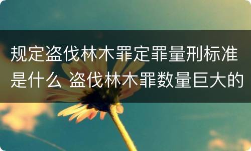 规定盗伐林木罪定罪量刑标准是什么 盗伐林木罪数量巨大的标准是多少?