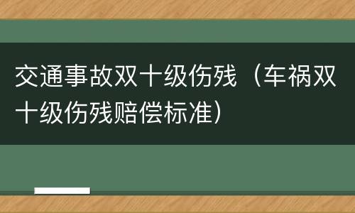 交通事故双十级伤残（车祸双十级伤残赔偿标准）