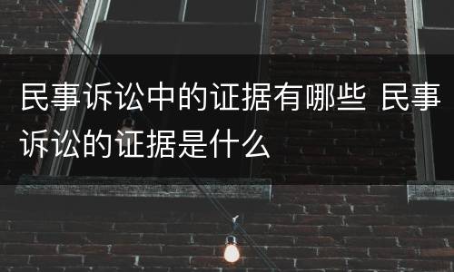 民事诉讼中的证据有哪些 民事诉讼的证据是什么