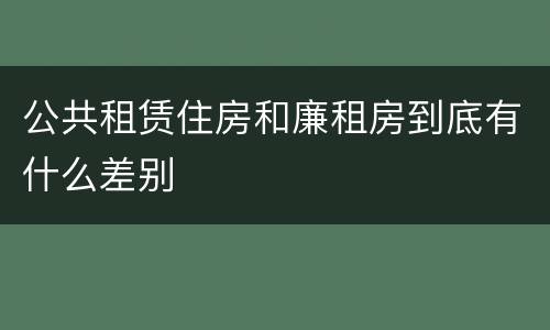 公共租赁住房和廉租房到底有什么差别