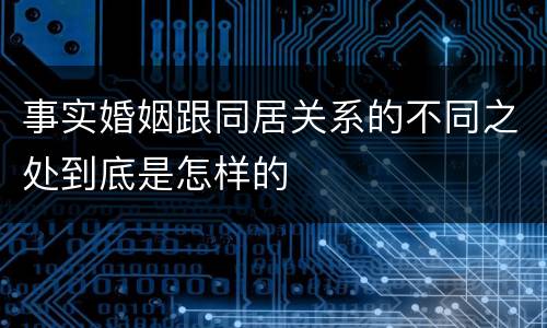 事实婚姻跟同居关系的不同之处到底是怎样的