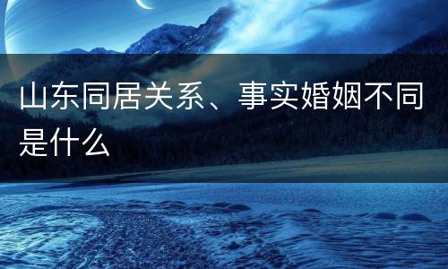 山东同居关系、事实婚姻不同是什么