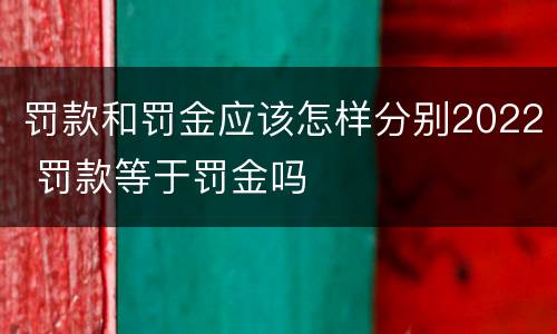 罚款和罚金应该怎样分别2022 罚款等于罚金吗