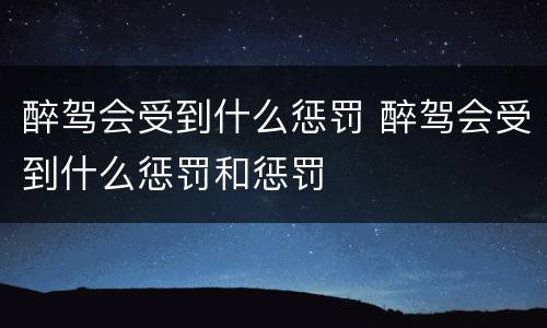 醉驾会受到什么惩罚 醉驾会受到什么惩罚和惩罚