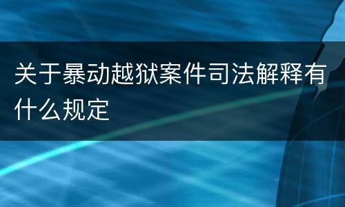 关于暴动越狱案件司法解释有什么规定