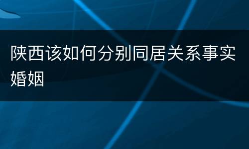 陕西该如何分别同居关系事实婚姻