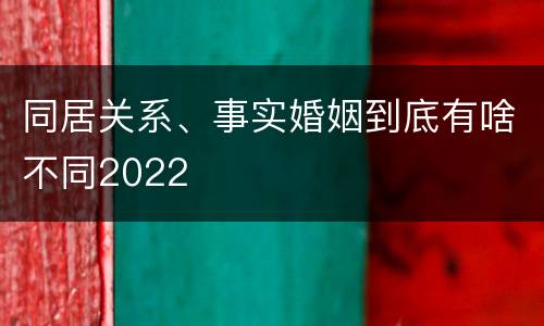 同居关系、事实婚姻到底有啥不同2022