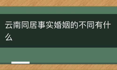 云南同居事实婚姻的不同有什么