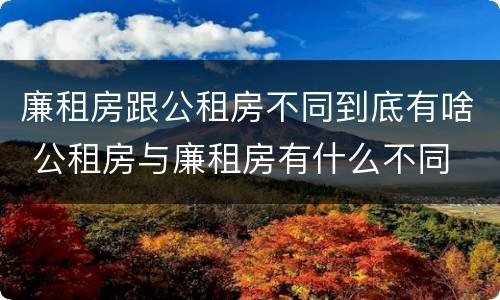 廉租房跟公租房不同到底有啥 公租房与廉租房有什么不同