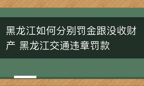 黑龙江如何分别罚金跟没收财产 黑龙江交通违章罚款