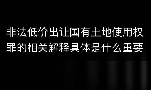 非法低价出让国有土地使用权罪的相关解释具体是什么重要内容