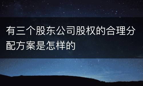 有三个股东公司股权的合理分配方案是怎样的