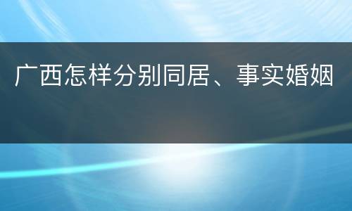 广西怎样分别同居、事实婚姻