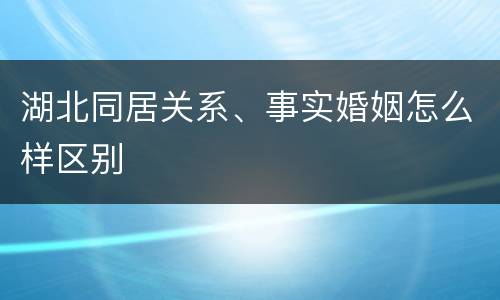 湖北同居关系、事实婚姻怎么样区别