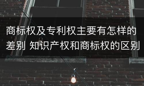 商标权及专利权主要有怎样的差别 知识产权和商标权的区别