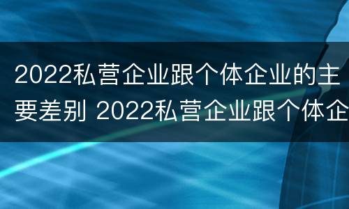 2022私营企业跟个体企业的主要差别 2022私营企业跟个体企业的主要差别有哪些