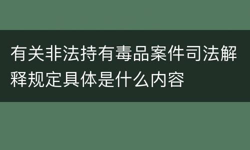 有关非法持有毒品案件司法解释规定具体是什么内容