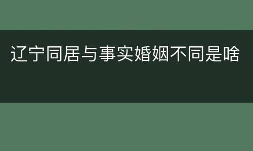 辽宁同居与事实婚姻不同是啥