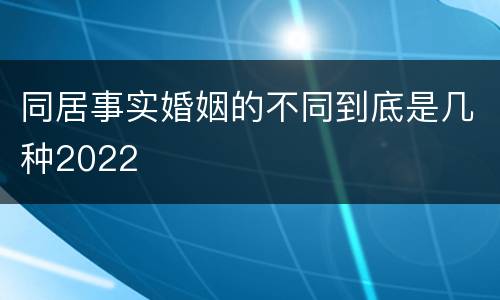 同居事实婚姻的不同到底是几种2022