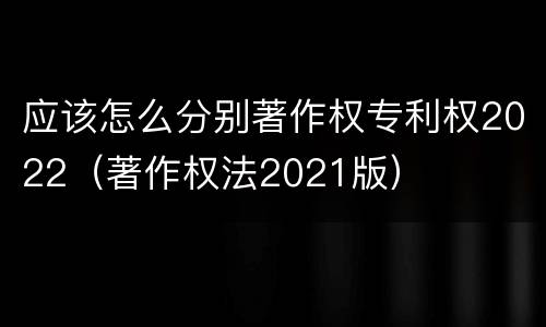 应该怎么分别著作权专利权2022（著作权法2021版）