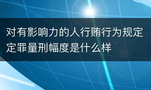 对有影响力的人行贿行为规定定罪量刑幅度是什么样